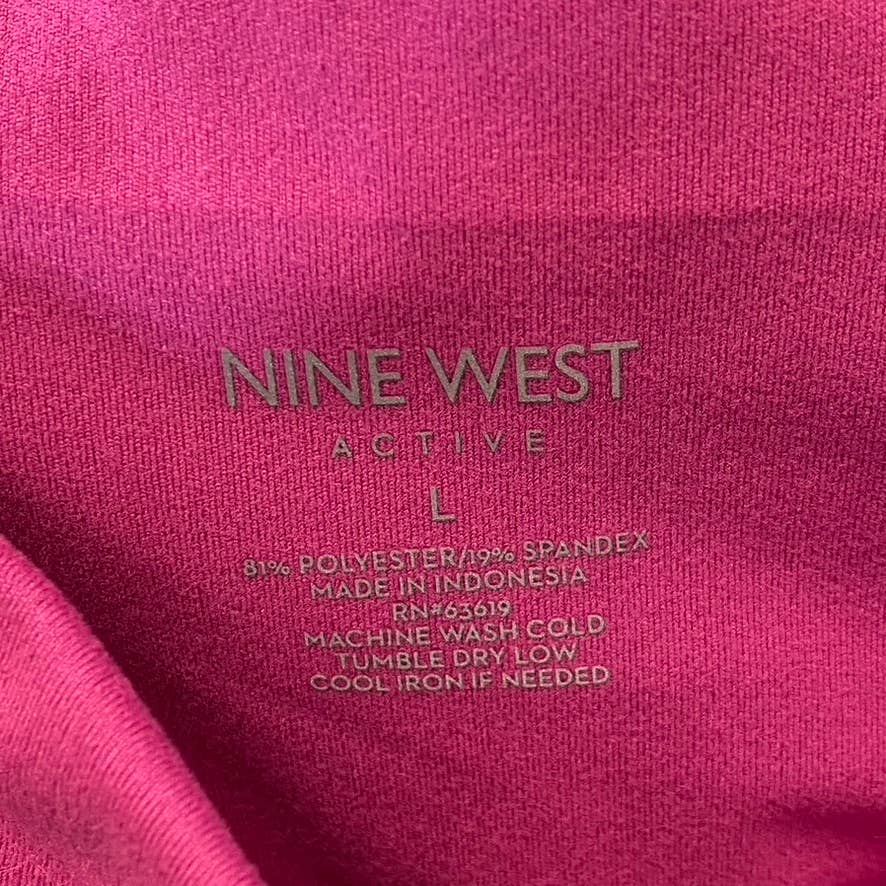 NINE WEST Women's Pink Beauty Crapped Zipper Hem Pull-On Stretch High-Waist Active Leggings SZ L