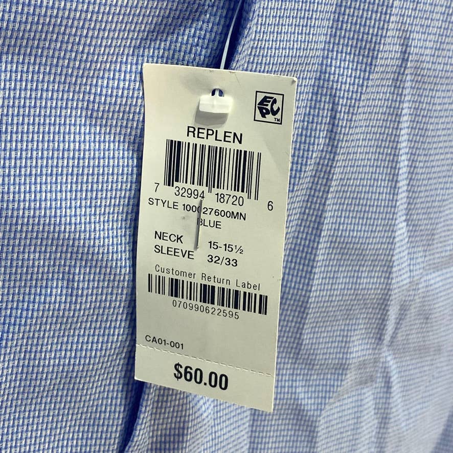 ALFANI Blue Athletic Fit Twill Textured Dress Shirt SZ M