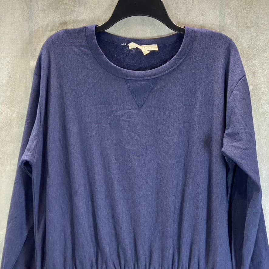 KINGSTON GREY Juniors' Navy Check Pleated Skirt Crewneck Mini Sweater Dress SZ L