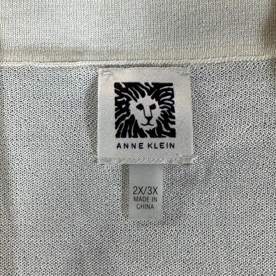 ANNE KLEIN Women's Plus Cream Windowpane Open-Front Long Short-Sleeve Cape SZ 2X